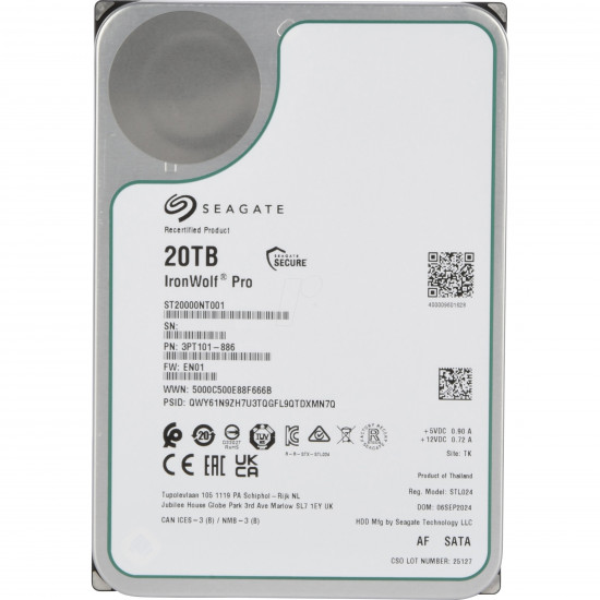 -Recertified- 20TB Seagate IronWolf Pro ST20000NT001 7200RPM 256MB *Bring-In-Warranty* -Recertified- 20TB Seagate IronWolf Pro ST20000NT001 7200RPM 256MB *Bring-In-Warranty*