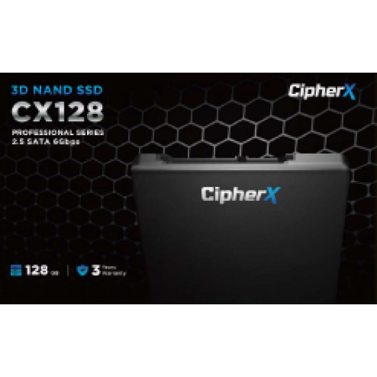 128GB CipherX, CX128 PRO 2.5, 3D NAND TLC, NANDXtend ECC Data Protect, SLC Caching, SATA-6Gbps (TCG and AES Encryption support) SSD 128GB CipherX, CX128 PRO 2.5, 3D NAND TLC, NANDXtend ECC Data Protect, SLC Caching, SATA-6Gbps (TCG and AES Encryption support) SSD