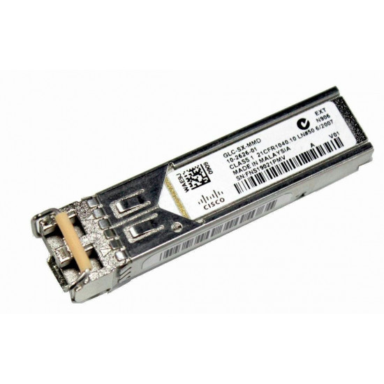 Cisco Transceiver Module Ethernet 1Gbps, 850nm, 3.3V LC Pluggable, SFP, 550m (MMF, DOM) ( Genuine / Original Cisco Sealed) Cisco Transceiver Module Ethernet 1Gbps, 850nm, 3.3V LC Pluggable, SFP, 550m (MMF, DOM) ( Genuine / Original Cisco Sealed)