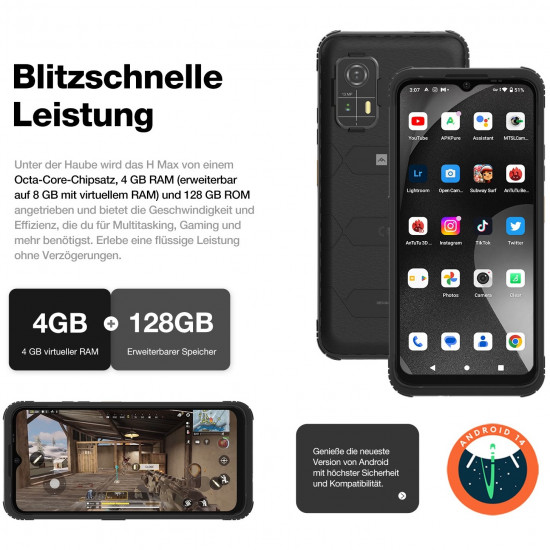 AGM Mobile H MAX Outdoor Rugged Smartphone 128GB 4RAM 4G black AGM Mobile H MAX Outdoor Rugged Smartphone 128GB 4RAM 4G black