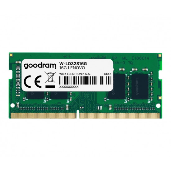 RAM GOODRAM W-LO32S16G DDR4 16GB 3200 MHz 1,2V SODIMM Lenovo dedicated RAM GOODRAM W-LO32S16G DDR4 16GB 3200 MHz 1,2V SODIMM Lenovo dedicated