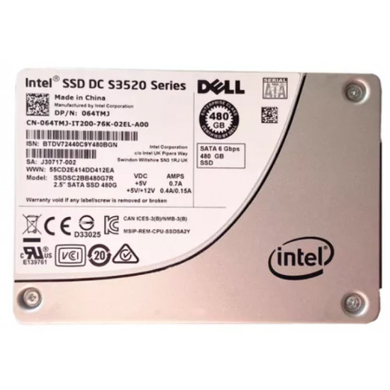 480GB Dell / Intel (SSDSC2BB480G7R), DC S3520, 2.5, SATA III 6Gb/s MLC Enterprise SSD 480GB Dell / Intel (SSDSC2BB480G7R), DC S3520, 2.5, SATA III 6Gb/s MLC Enterprise SSD