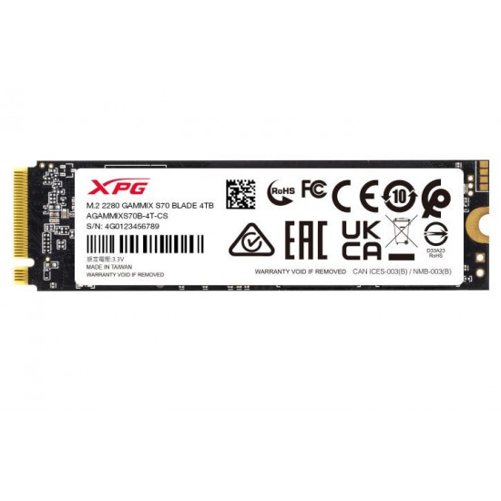 XPG GAMMIX S70 BLADE SSD drive 8000GB PCIe 4x4 7.3/6.3MB/s XPG GAMMIX S70 BLADE SSD drive 8000GB PCIe 4x4 7.3/6.3MB/s