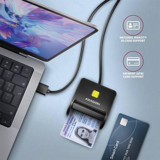 AXAGON CRE-SM3N reader Smart card USB 1.3m cab AXAGON CRE-SM3N reader Smart card USB 1.3m cab