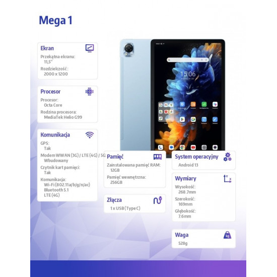 Tablet Mega1 12/256GB Blue Tablet Mega1 12/256GB Blue