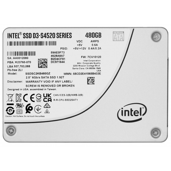 SSD Solidigm (Intel) S4520 480GB SATA 2.5 SSDSCKKB480GZ01 (DWPD up to 3) SSD Solidigm (Intel) S4520 480GB SATA 2.5 SSDSCKKB480GZ01 (DWPD up to 3)