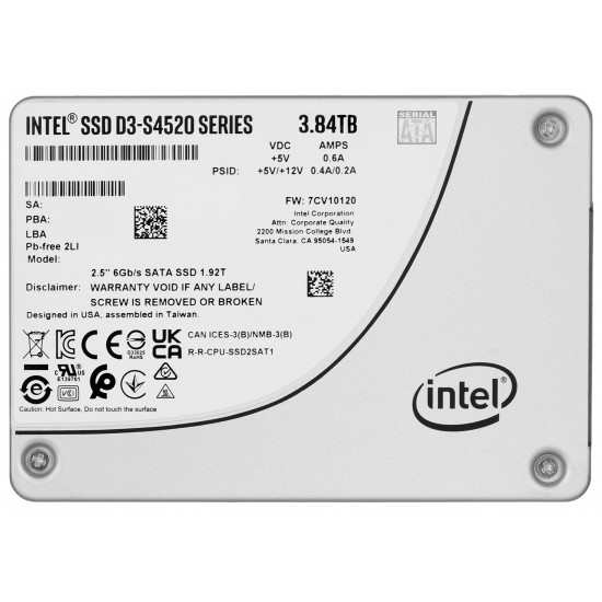 SSD Solidigm (Intel) S4520 3.84TB SATA 2.5 SSDSC2KB038TZ01 (DWPD up to 3) SSD Solidigm (Intel) S4520 3.84TB SATA 2.5 SSDSC2KB038TZ01 (DWPD up to 3)