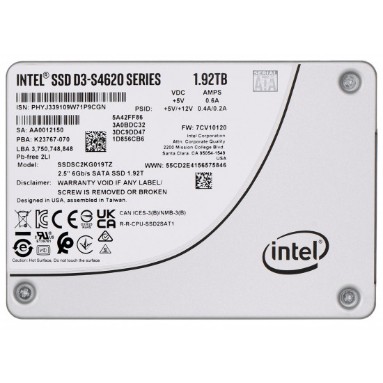 SSD Solidigm (Intel) S4620 1.92TB SATA 2.5 SSDSC2KG019TZ01 (DWPD up to 4) SSD Solidigm (Intel) S4620 1.92TB SATA 2.5 SSDSC2KG019TZ01 (DWPD up to 4)