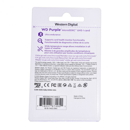 Western Digital WD Purple SC QD101 memory card 256 GB MicroSDXC Class 10 Western Digital WD Purple SC QD101 memory card 256 GB MicroSDXC Class 10